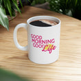 Load image into Gallery viewer, 'Good Morning, Good Life' New Style Coffee Mug — Pink
